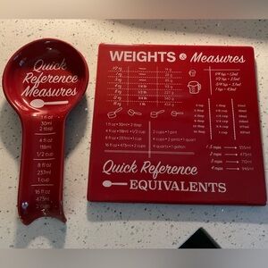 Compton. Red Spoon Rest and Trivet tile Reference Kitchen Set